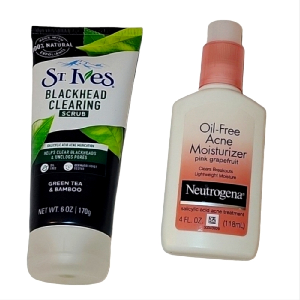 NEW Skincare Bundle: Neutrogena Acne Moisturizer & St Ives Blackhead Clear Mask